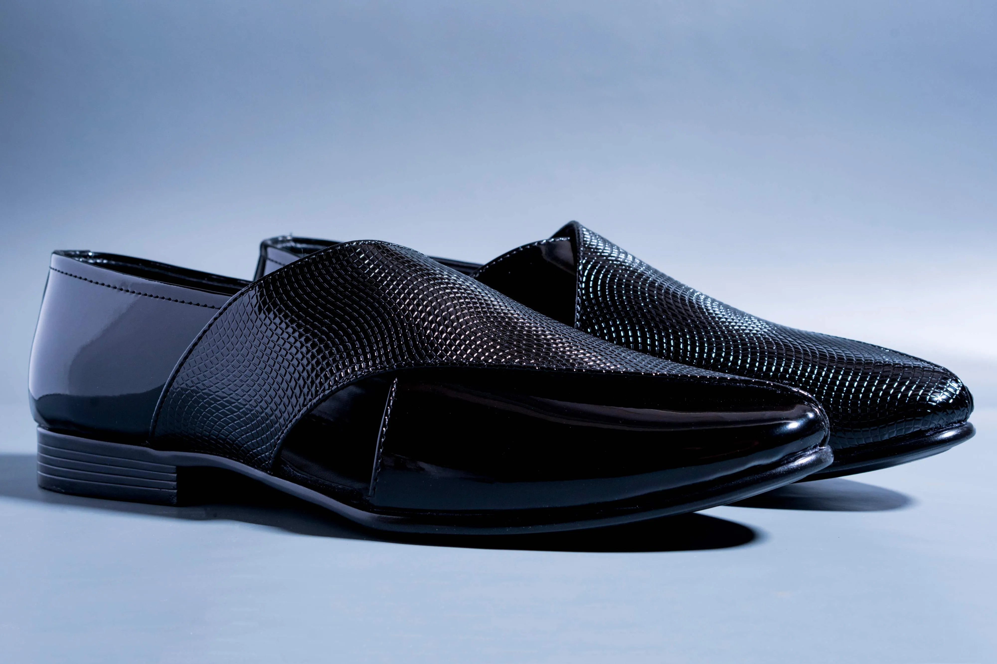 Classic Patent Black Slip Ons With Tassels For Men-JonasParamount