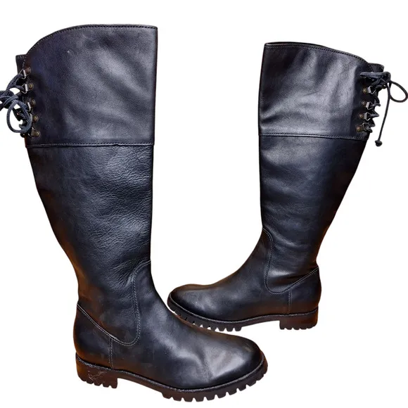 Cole Haan X Nike Air Kensington Waterproof Leather Knee-High Tall Boot black 7.5
