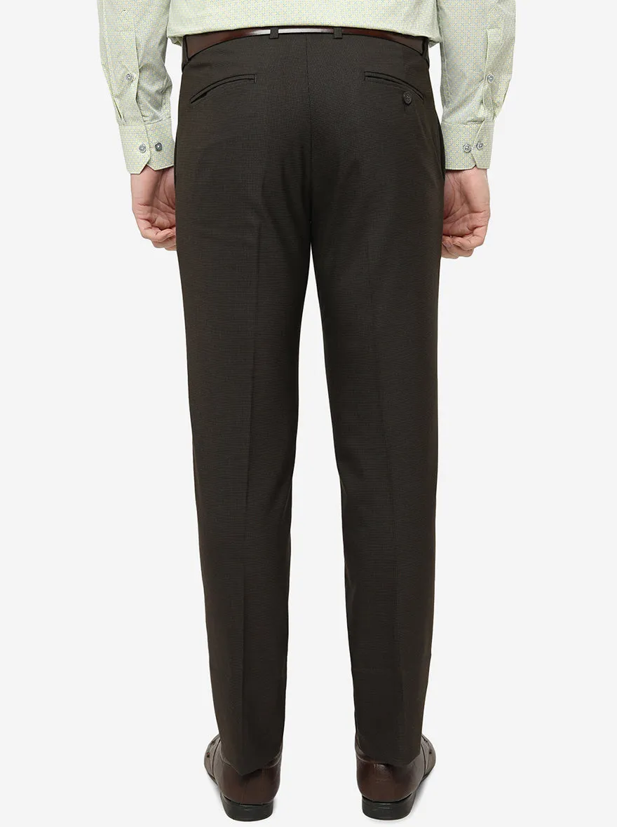 Comfy Brown Solid Slim Fit Formal Trouser | Metal