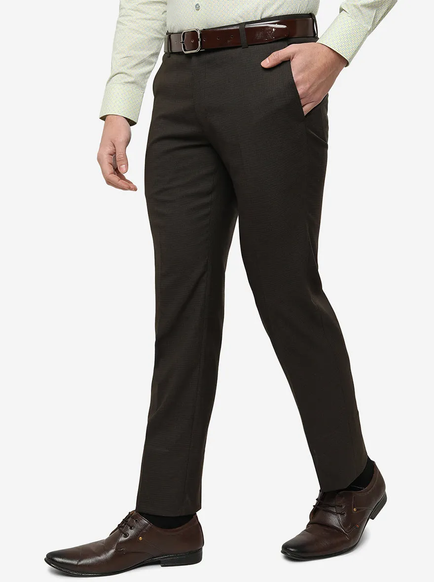 Comfy Brown Solid Slim Fit Formal Trouser | Metal