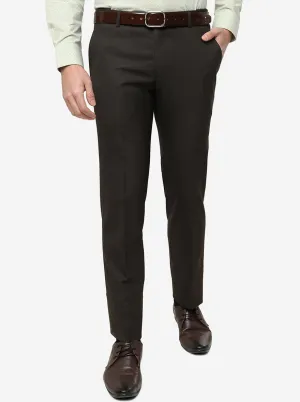 Comfy Brown Solid Slim Fit Formal Trouser | Metal