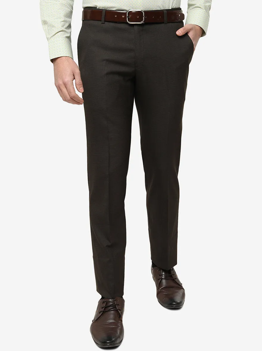 Comfy Brown Solid Slim Fit Formal Trouser | Metal