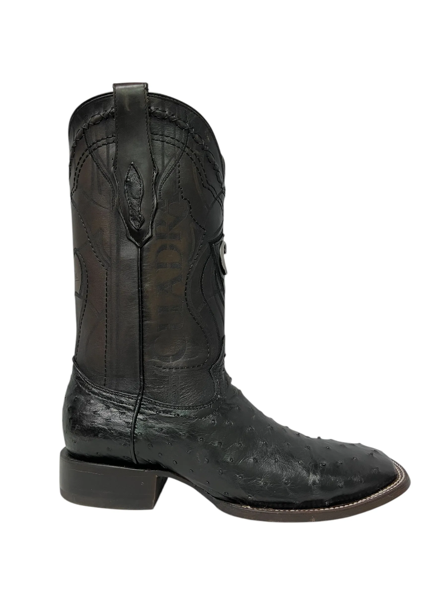 Cuadra Square Toe Black Ostrich - CU662