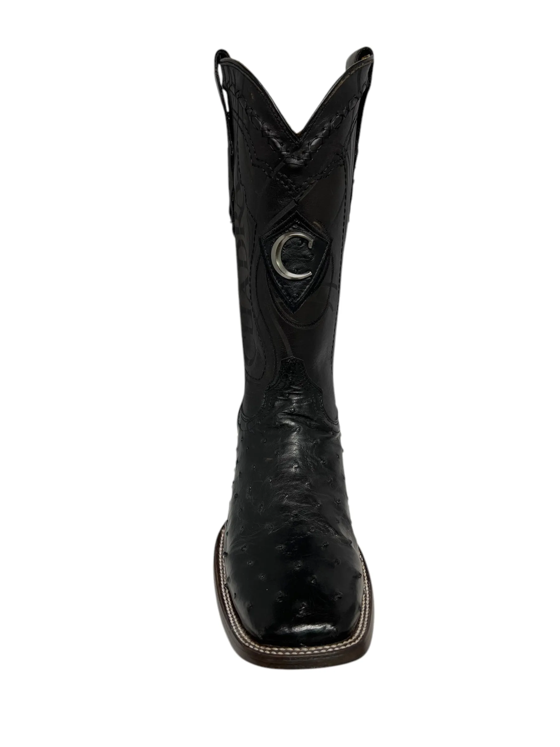 Cuadra Square Toe Black Ostrich - CU662