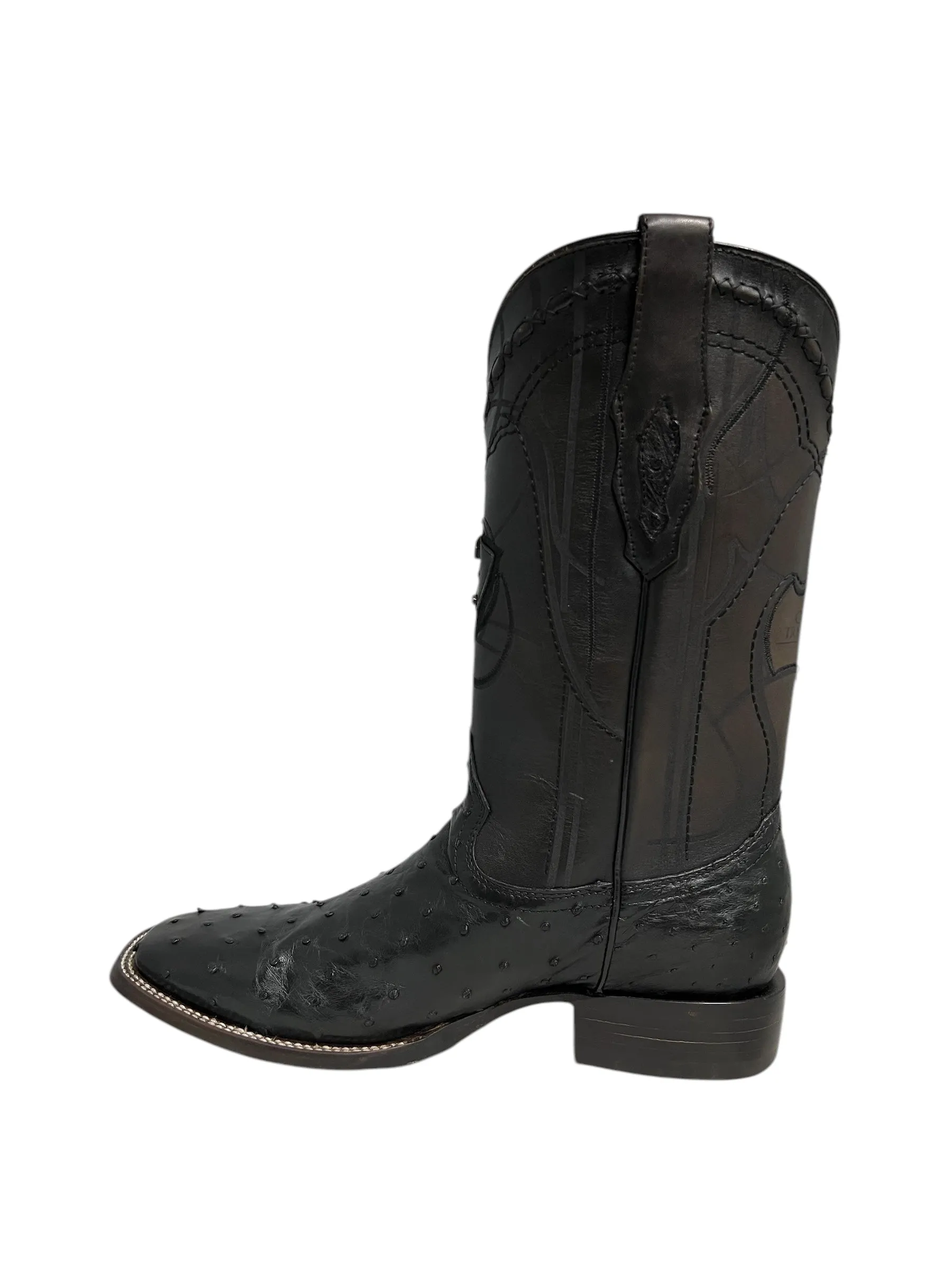 Cuadra Square Toe Black Ostrich - CU662