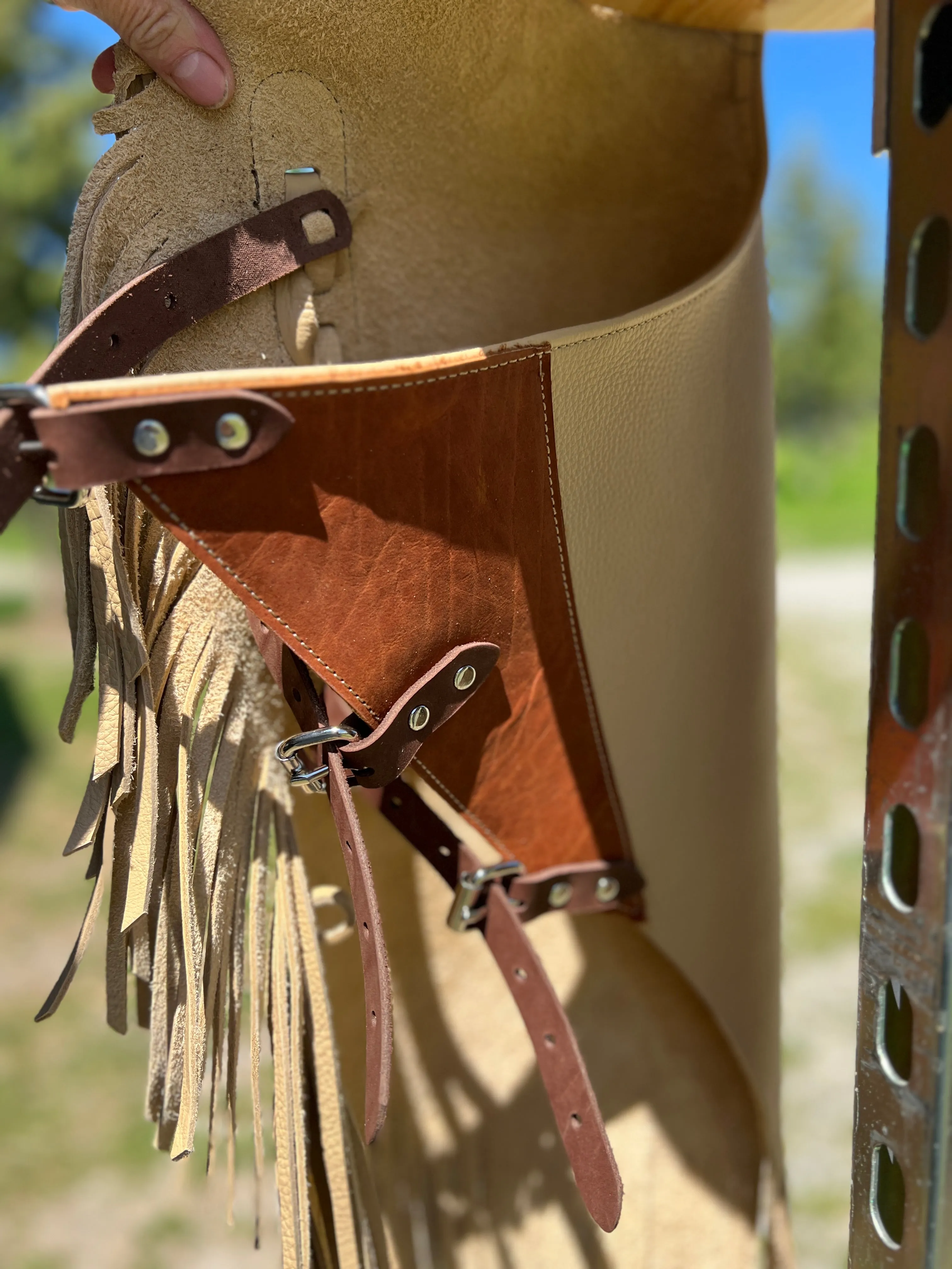 Custom Chinks Charmitas Chaps in Cocoa Leather