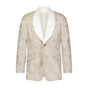 Custom Paisley Jacquard Formal Jacket - Ivory