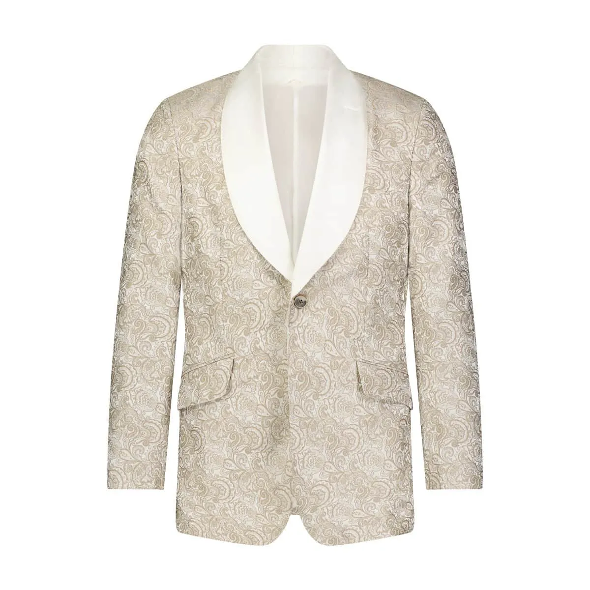 Custom Paisley Jacquard Formal Jacket - Ivory