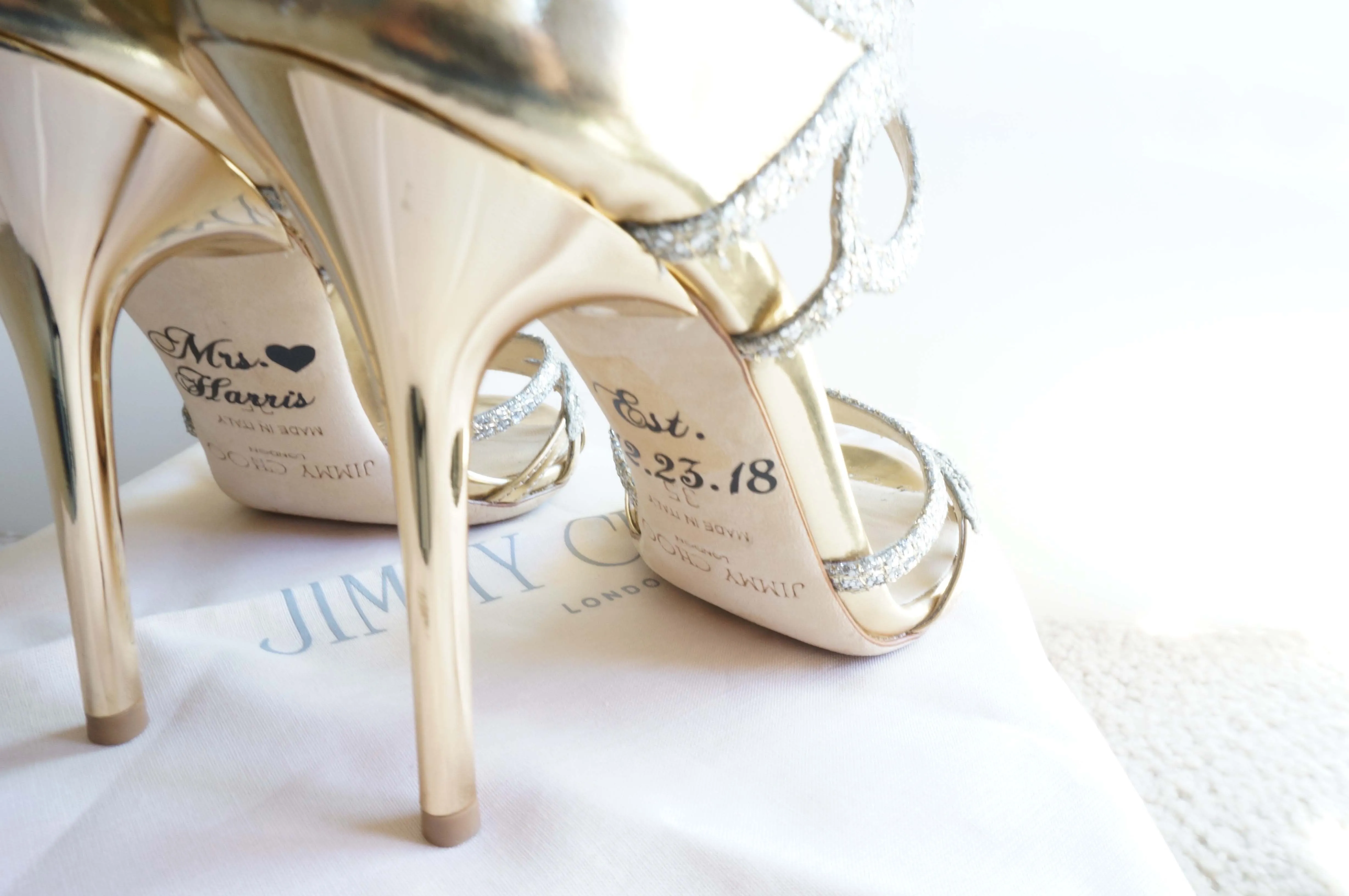Custom Personalized Wedding Bridal Shoe Decal Name Date Heart Shoe Stickers