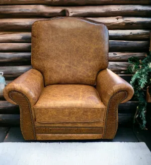 Custom VIP Silverado Swivel, Rocker Recliner in Fargo Whiskey Leather with Hair On Hide & Croc Accents