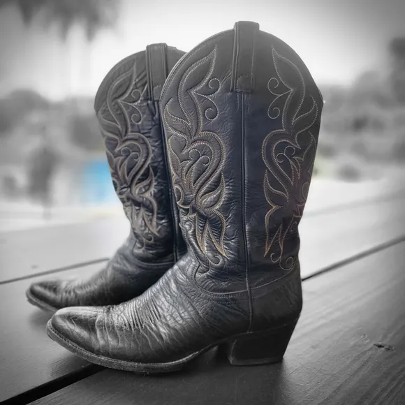 Dan Post western cowboy leather boots size 9.5 black