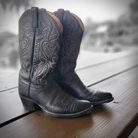 Dan Post western cowboy leather boots size 9.5 black