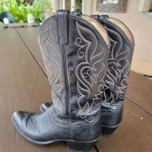 Dan Post western cowboy leather boots size 9.5 black