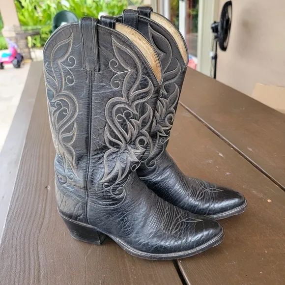 Dan Post western cowboy leather boots size 9.5 black