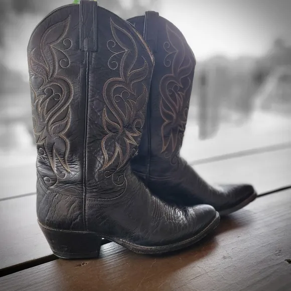Dan Post western cowboy leather boots size 9.5 black