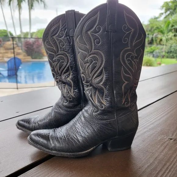 Dan Post western cowboy leather boots size 9.5 black