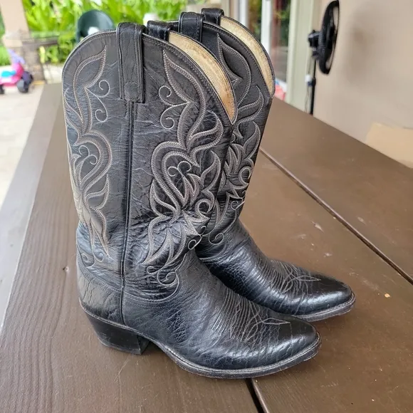 Dan Post western cowboy leather boots size 9.5 black