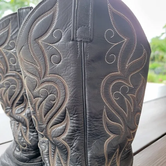 Dan Post western cowboy leather boots size 9.5 black