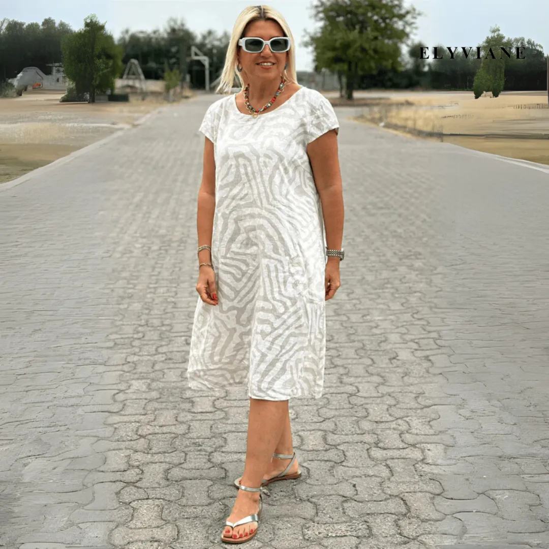 Dubois™ | Zebra Print Dress with Round Neckline