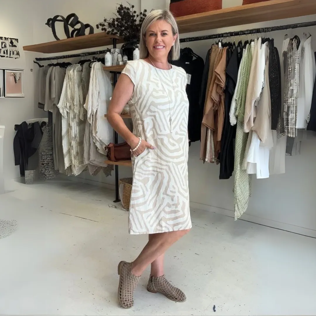 Dubois™ | Zebra Print Dress with Round Neckline