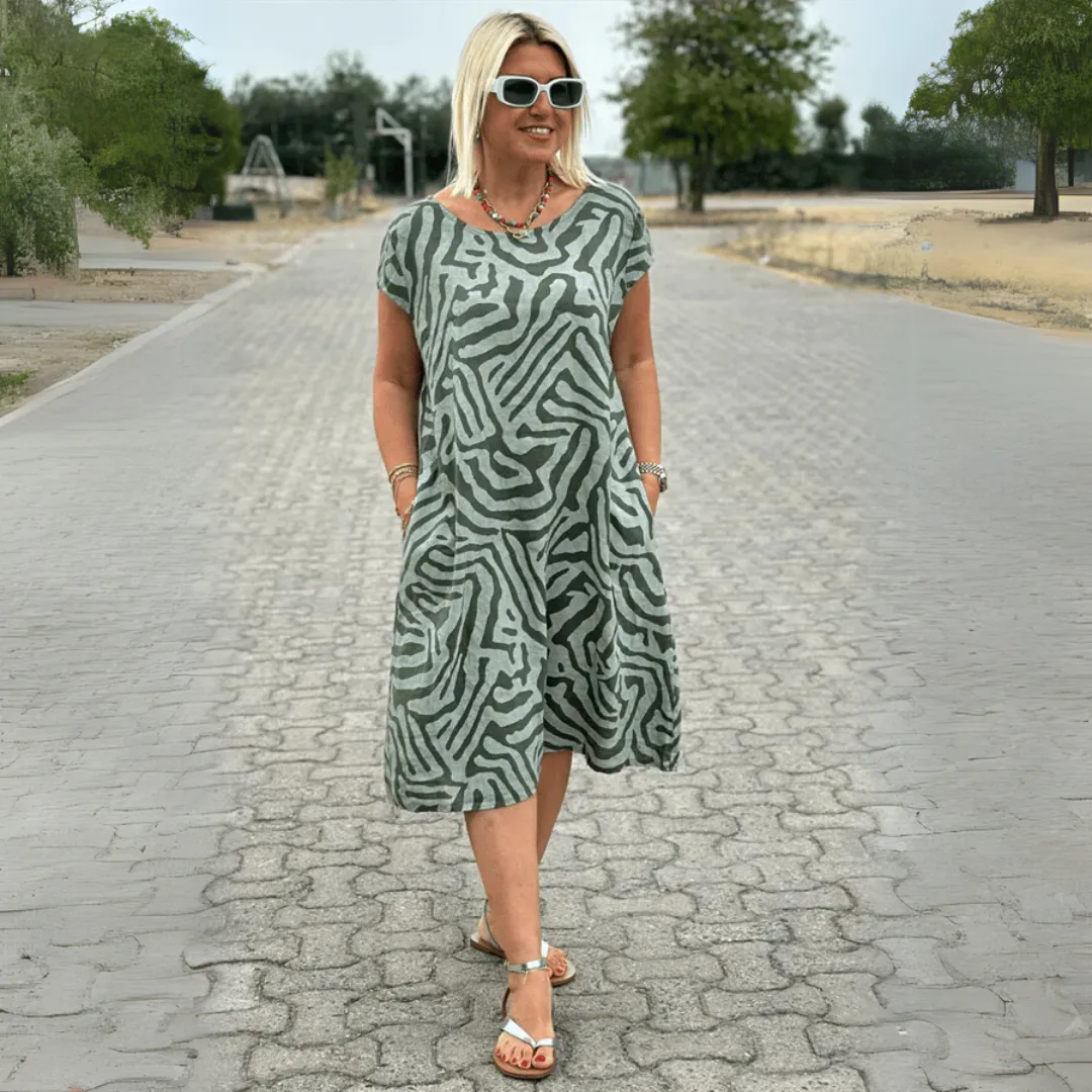 Dubois™ | Zebra Print Dress with Round Neckline