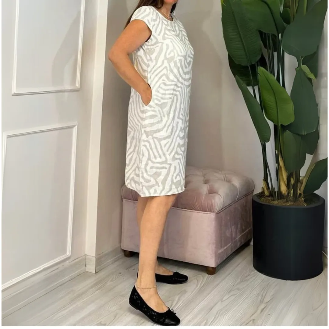 Dubois™ | Zebra Print Dress with Round Neckline