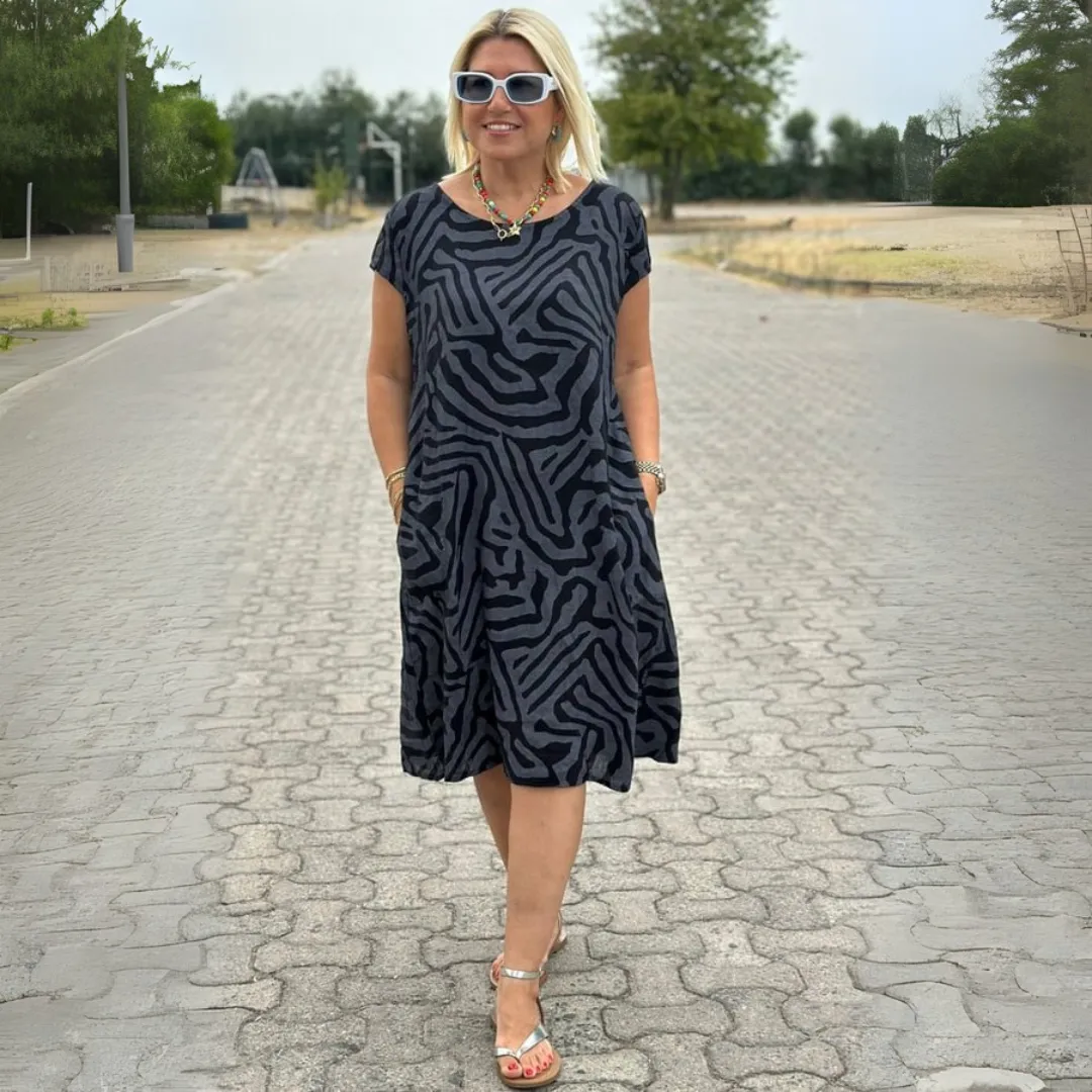 Dubois™ | Zebra Print Dress with Round Neckline