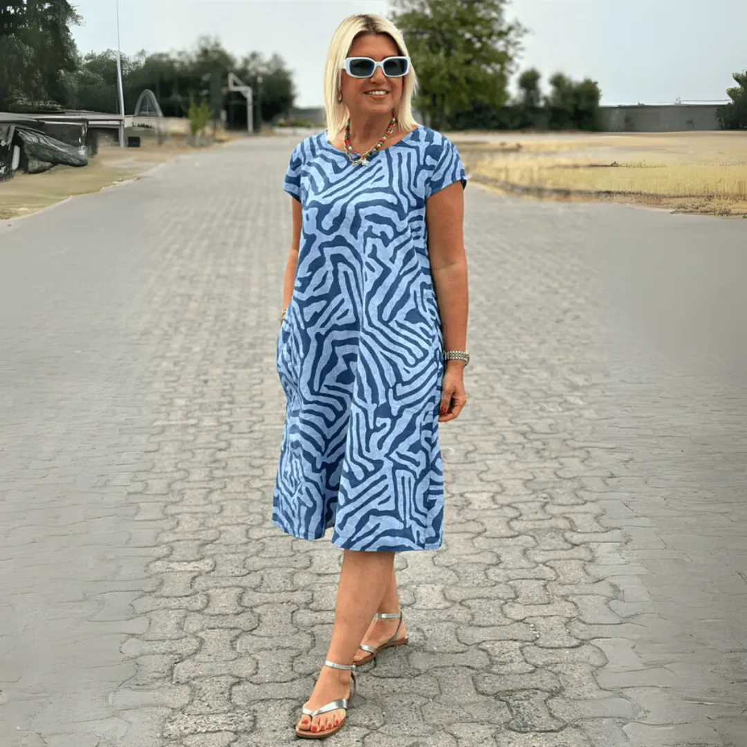 Dubois™ | Zebra Print Dress with Round Neckline