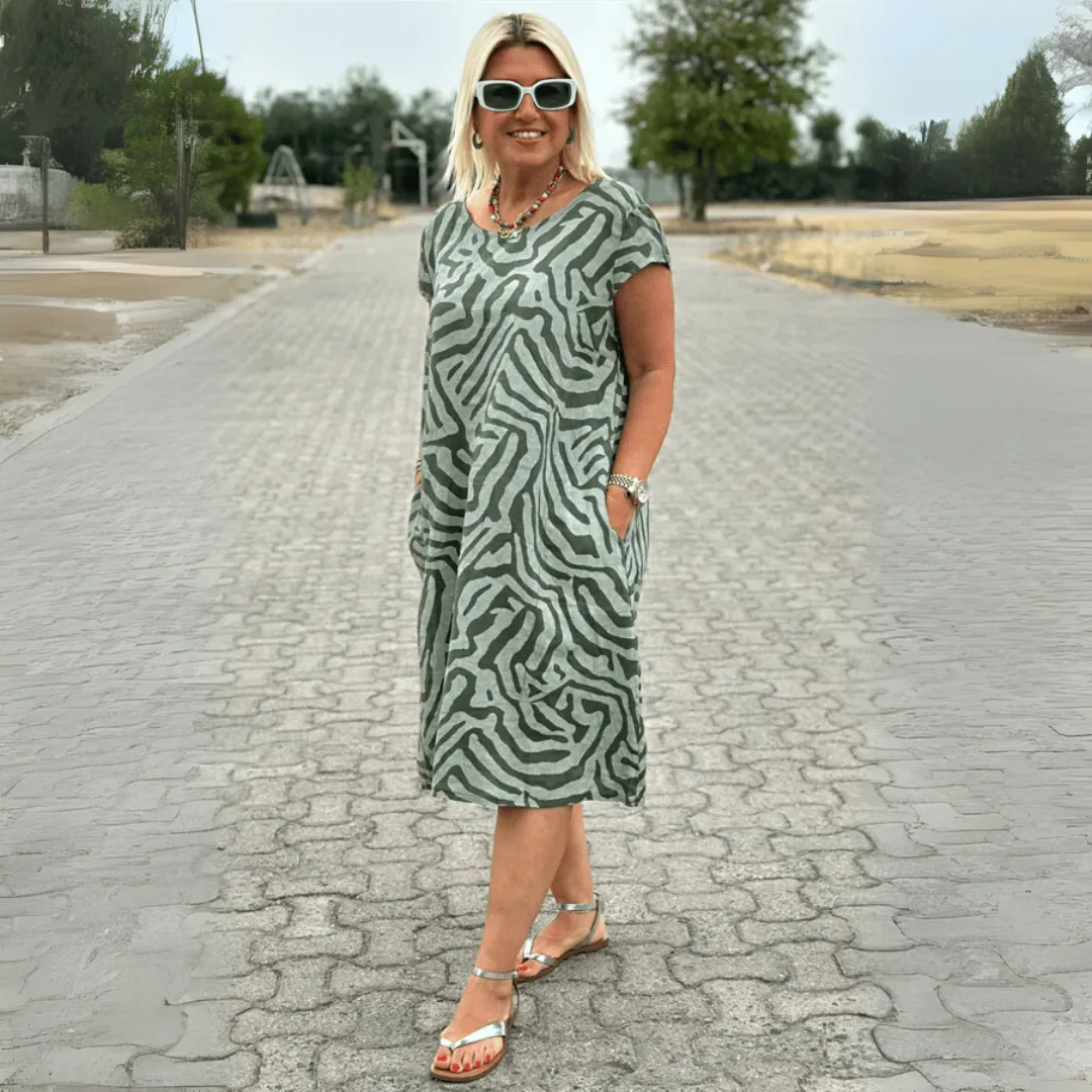 Dubois™ | Zebra Print Dress with Round Neckline