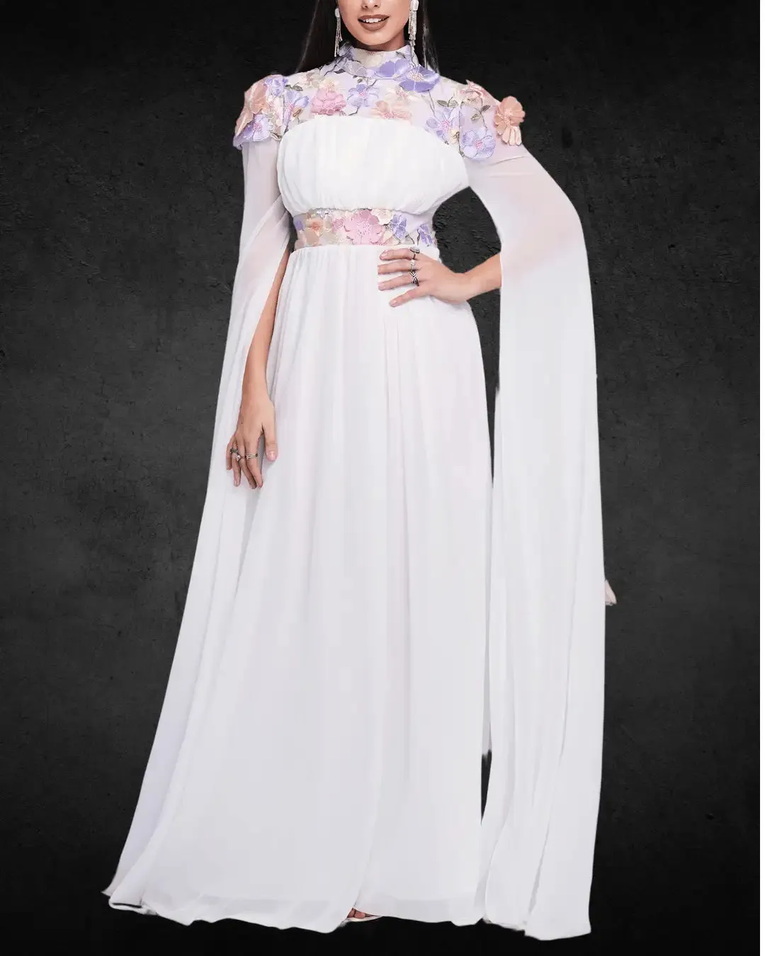 Elegant Crew Neck A-Line Bridal Wedding Dress – 100% Polyester, Solid Color Woven Fabric, Designer Round Neck Gown