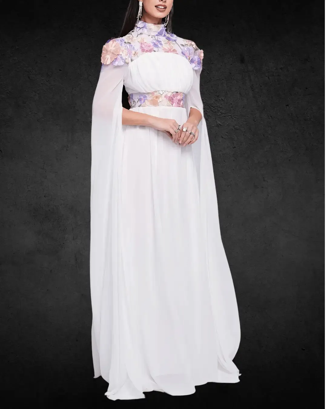 Elegant Crew Neck A-Line Bridal Wedding Dress – 100% Polyester, Solid Color Woven Fabric, Designer Round Neck Gown