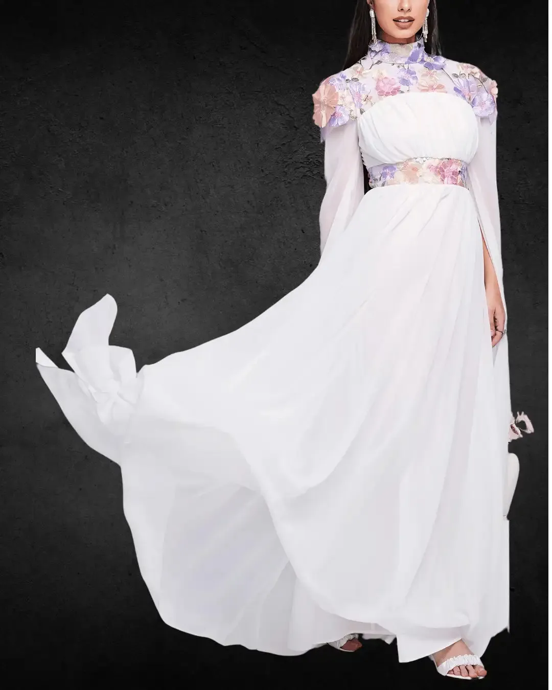 Elegant Crew Neck A-Line Bridal Wedding Dress – 100% Polyester, Solid Color Woven Fabric, Designer Round Neck Gown