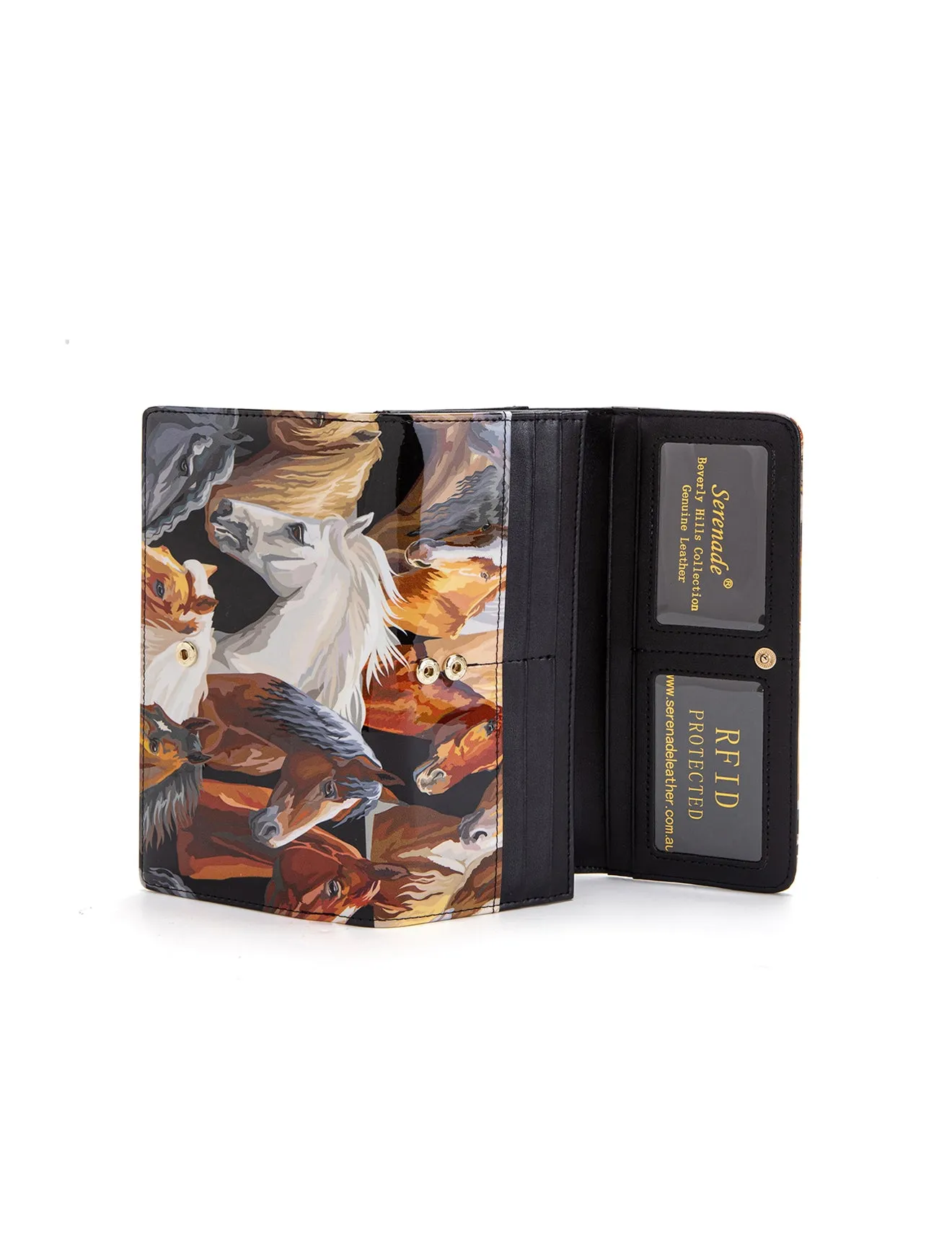EQUESTRIAN  LARGE LEATHER RFID WALLET- WSF2401