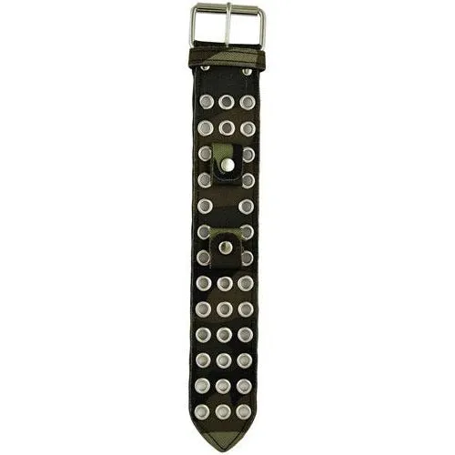 Eyelet Camouflage Green Leather Ladies Cuff