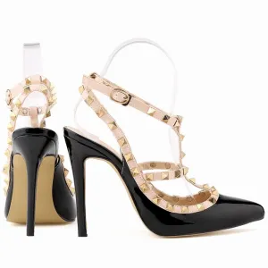 Fashion rivets shoes high shoes pointed toe hasp thin heels sandals shoes rivet pointed toe shoes female sandals 302-5PA