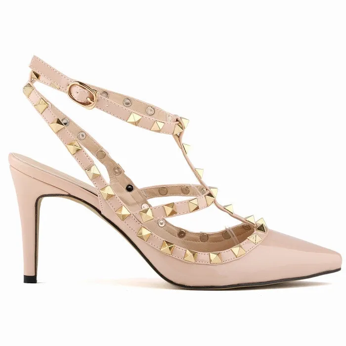 Fashion rivets shoes high shoes pointed toe hasp thin heels sandals shoes rivet pointed toe shoes female sandals 302-5PA