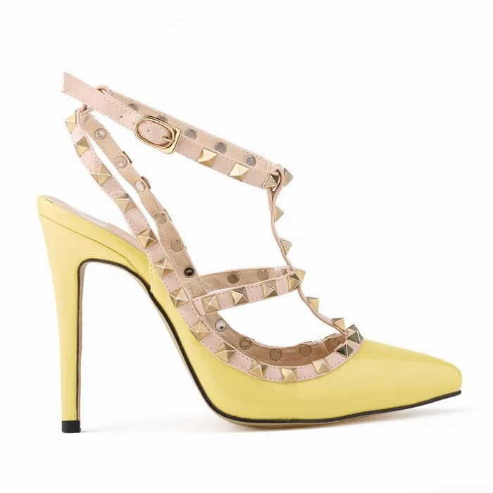 Fashion rivets shoes high shoes pointed toe hasp thin heels sandals shoes rivet pointed toe shoes female sandals 302-5PA