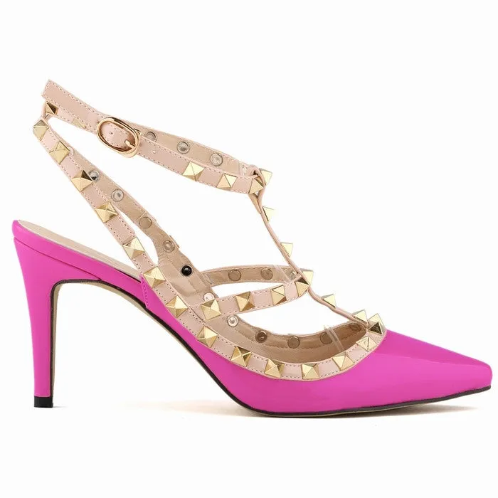 Fashion rivets shoes high shoes pointed toe hasp thin heels sandals shoes rivet pointed toe shoes female sandals 302-5PA