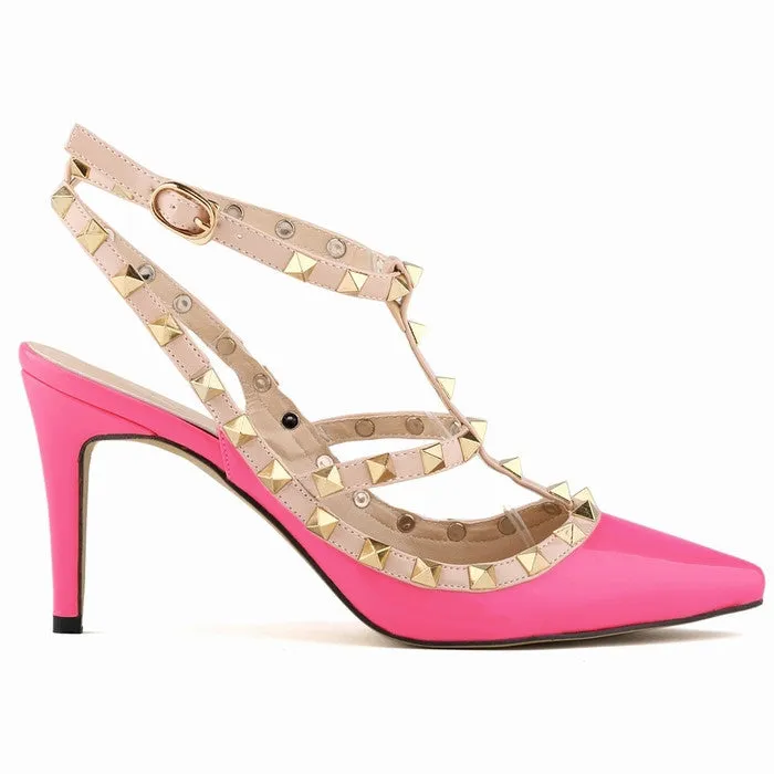 Fashion rivets shoes high shoes pointed toe hasp thin heels sandals shoes rivet pointed toe shoes female sandals 302-5PA
