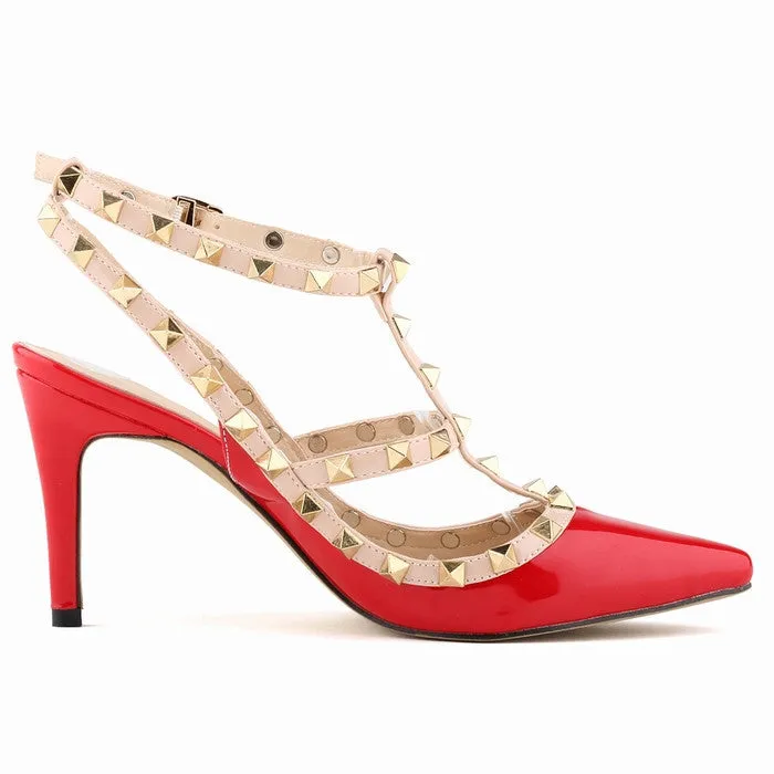 Fashion rivets shoes high shoes pointed toe hasp thin heels sandals shoes rivet pointed toe shoes female sandals 302-5PA