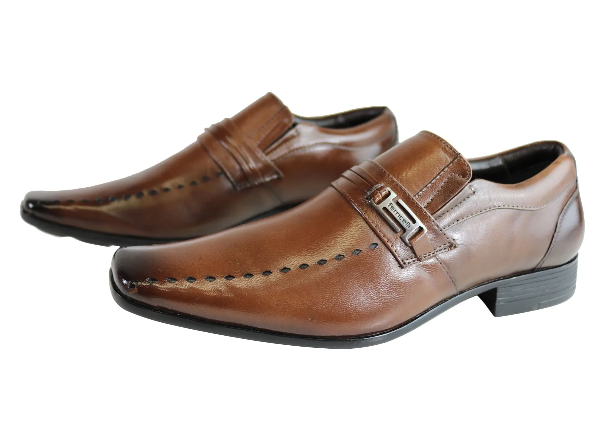 Ferricelli Sampson Mens Wave Memory Comfort Technology Leather Dress Shoes
