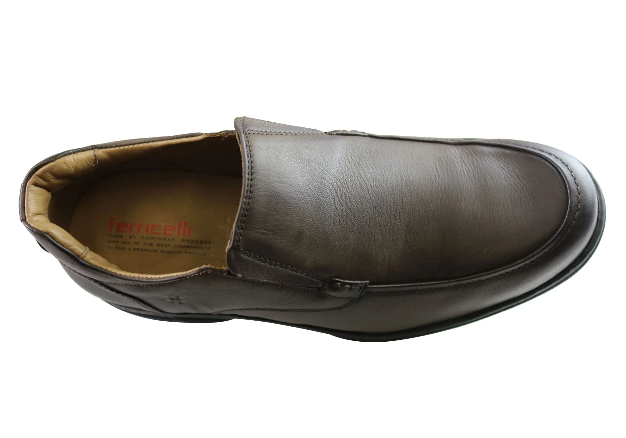 Ferricelli Vinnie Mens Leather Slip On Comfort Shoes Made In Brazil