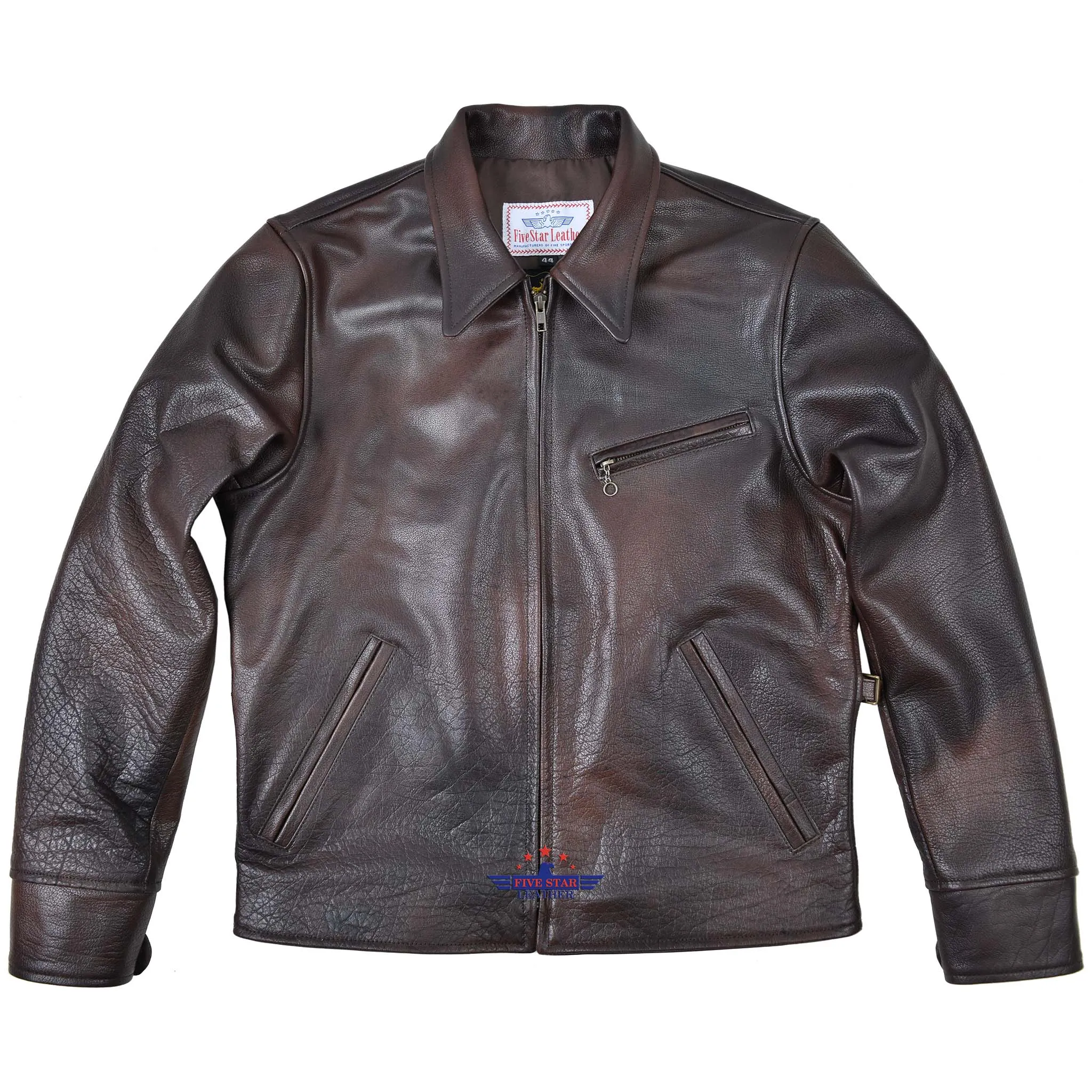 FiveStar Leather Vintage Custom 1930s Buffalo hide Distressed Brown Leather Jacket