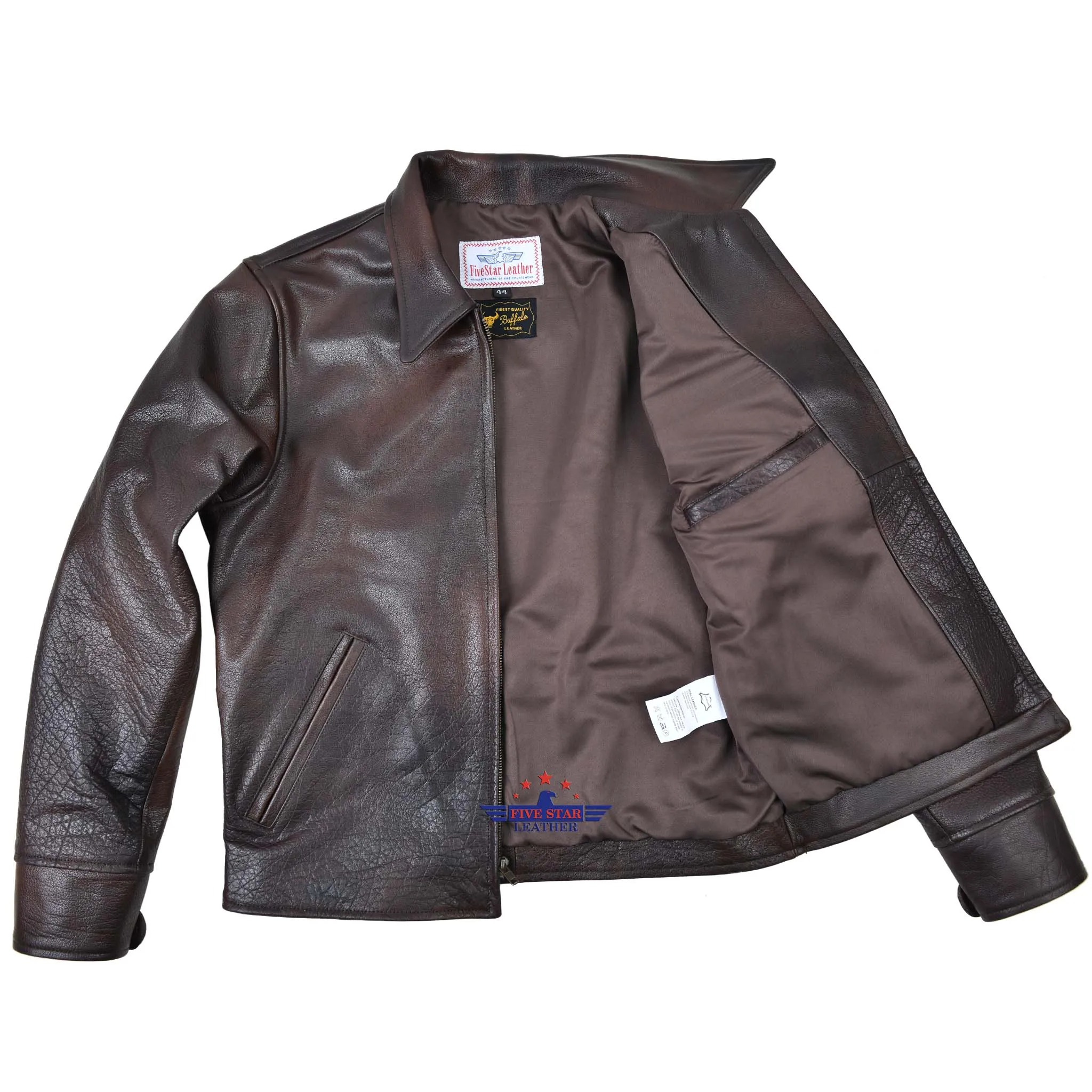 FiveStar Leather Vintage Custom 1930s Buffalo hide Distressed Brown Leather Jacket