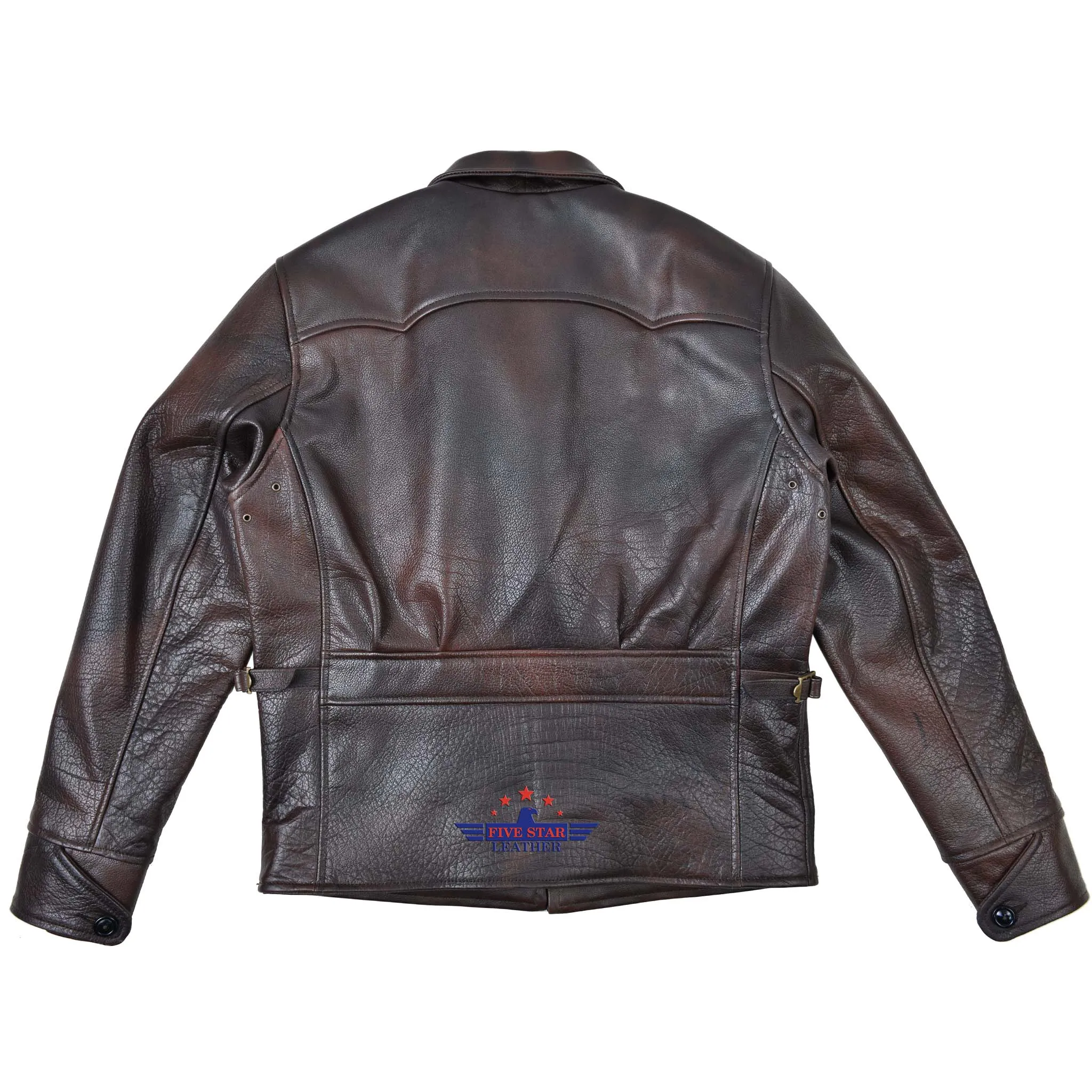 FiveStar Leather Vintage Custom 1930s Buffalo hide Distressed Brown Leather Jacket