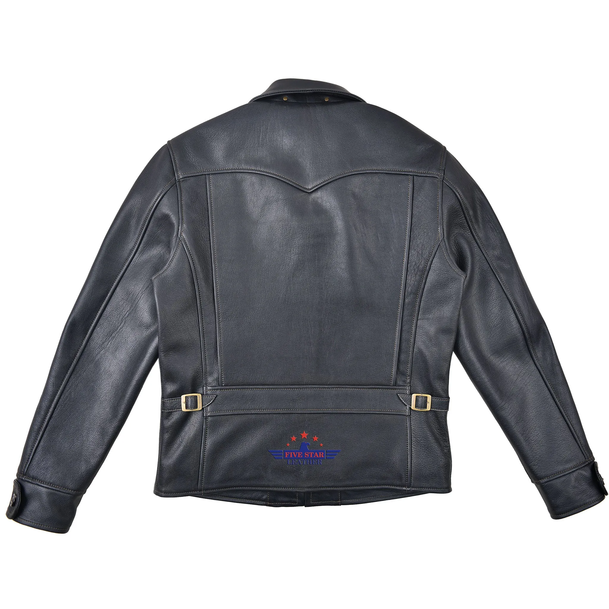 FiveStar Leather Vintage Custom 1930s Goat Hide Leather Jacket Black