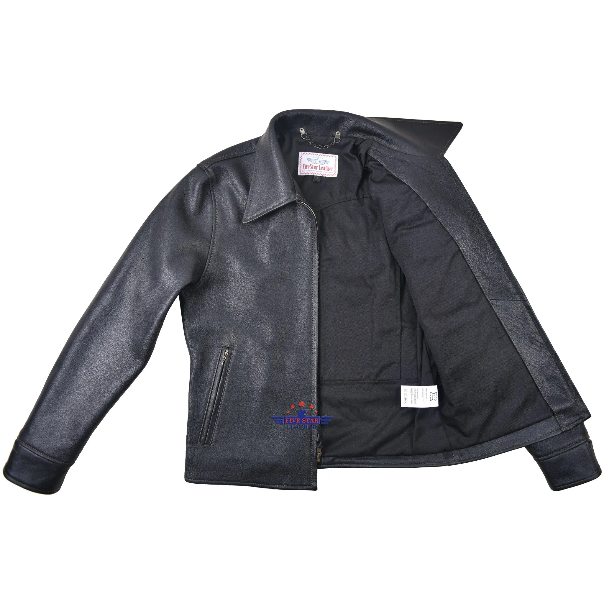 FiveStar Leather Vintage Custom 1930s Goat Hide Leather Jacket Black