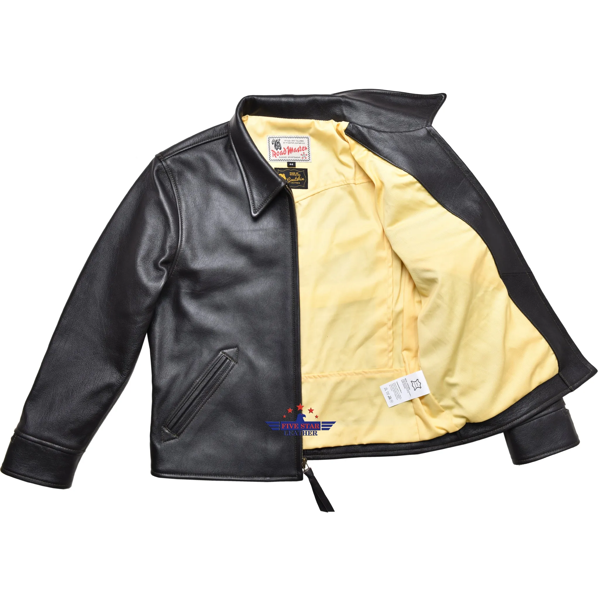 FiveStar Leather Vintage Custom 1930s Goat Hide Seal Brown Leather Jacket
