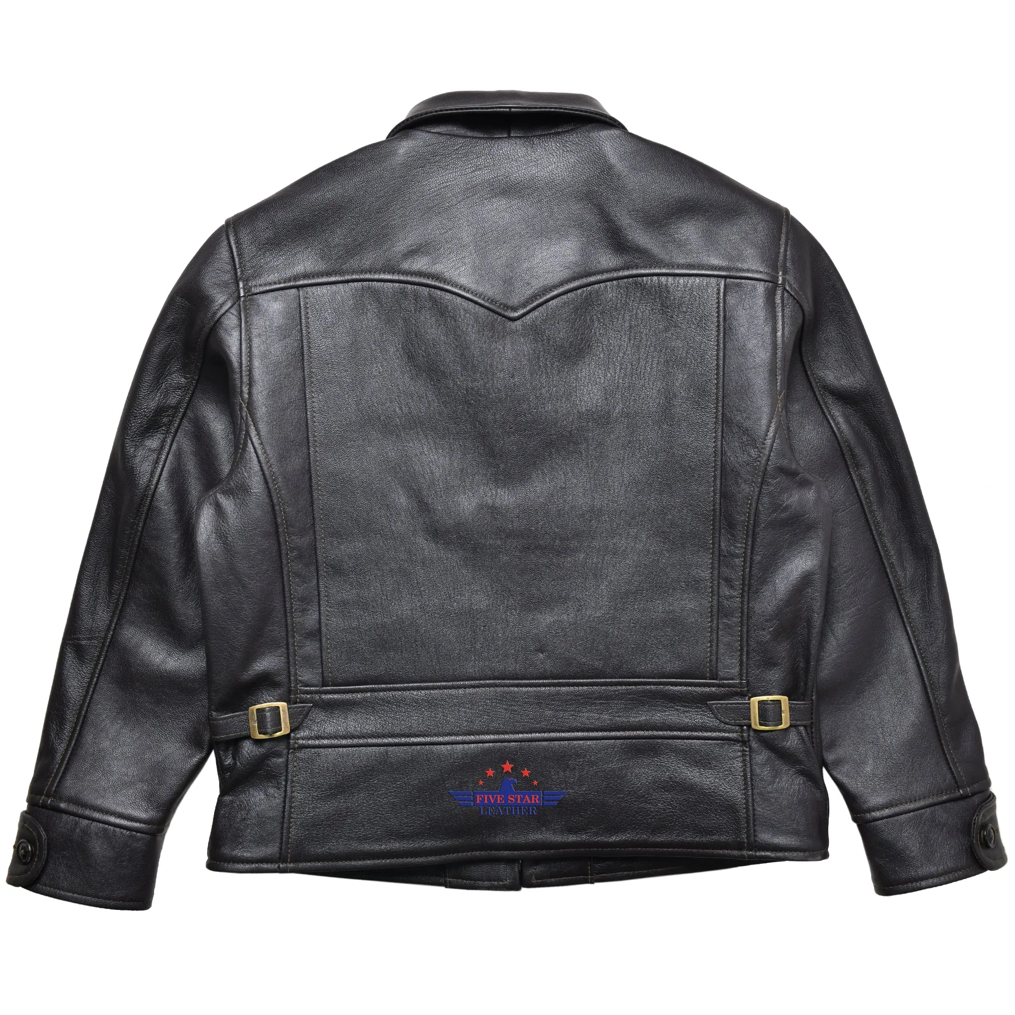 FiveStar Leather Vintage Custom 1930s Goat Hide Seal Brown Leather Jacket