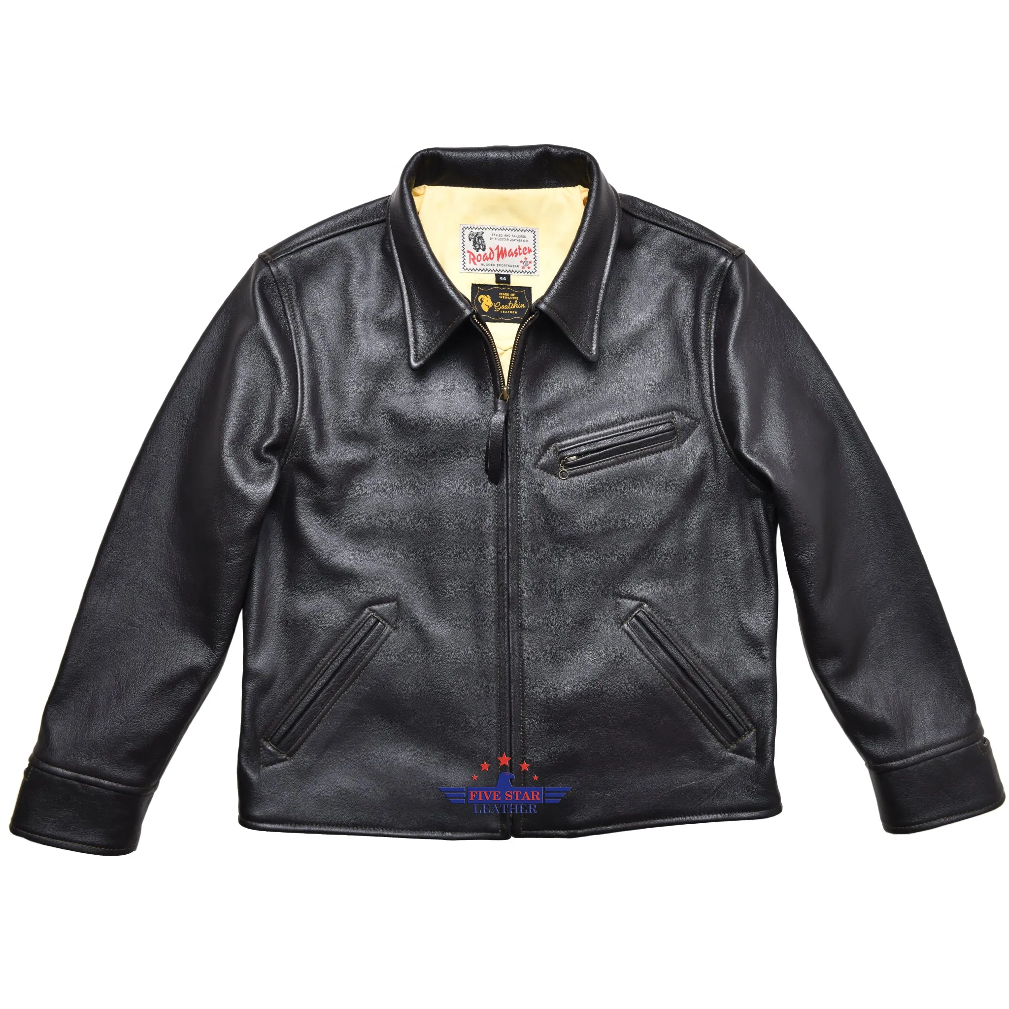 FiveStar Leather Vintage Custom 1930s Goat Hide Seal Brown Leather Jacket